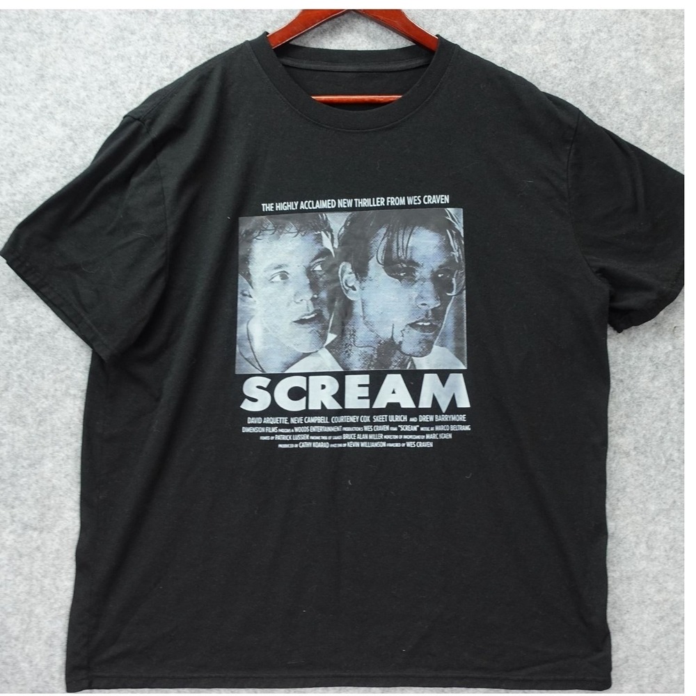 Scream 1996 Shirt Mens XL Black Movie Poster Wes Craven Horror Film Graphic Tee